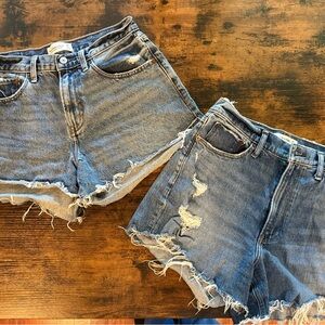 Abercrombie & Fitch Curve Love Blue Frayed Jean Shorts